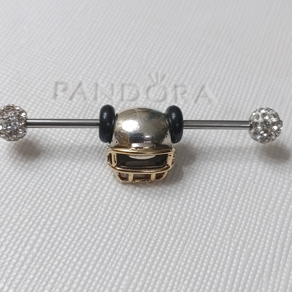 PandoraSilver/14k Football Helmet Two Tone Vintage Charm